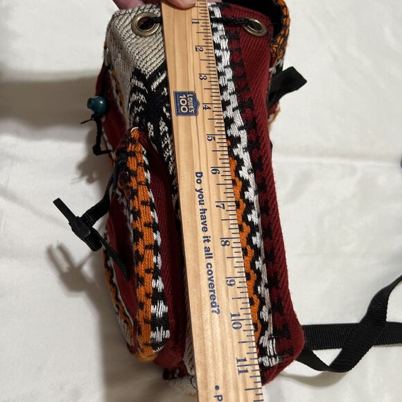 LUCAS Southwest Blanket Small Backpack Woven Red Orange Embroidered KEELA - Picture 10 of 12